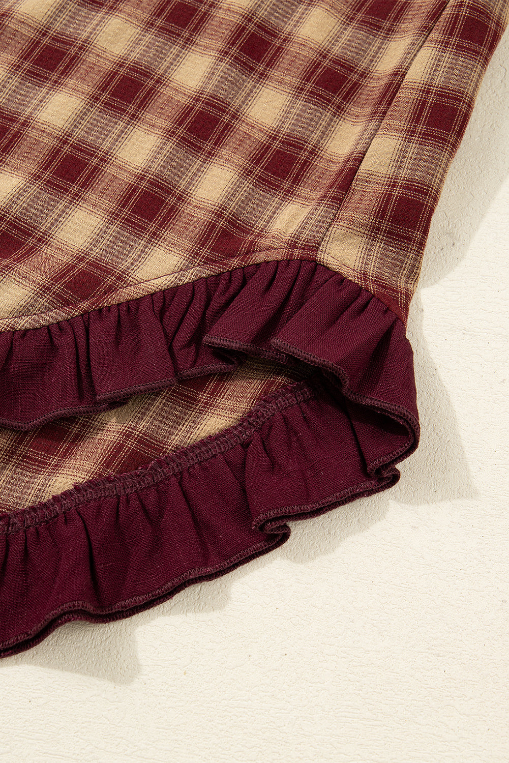 Red Plaid Ruffled Long Sleeve Patchwork Shirt Dress Dear-Lover Dropshipping